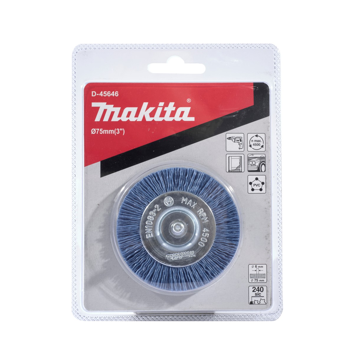ล้อแปรงไนลอน-ละเอียด(ฟ้า) 75 MM MAKITA รุ่น D-45646 รูปที่ 2