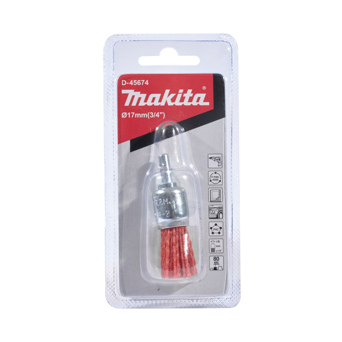 แปรงไนลอนพู่กัน-หยาบ(ส้ม) 17 MM MAKITA รุ่น D-45674 ราคา ฿78.28