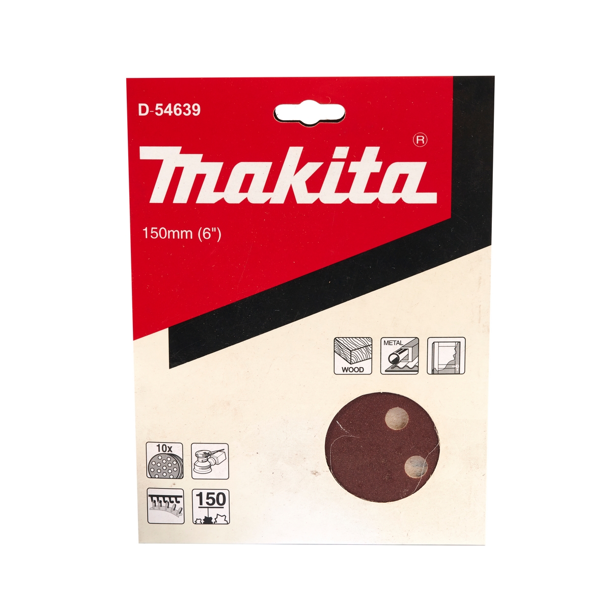 กระดาษทรายกลม 6" #150 (10 ใบ) MAKITA รุ่น D-54639 รูปที่ 4