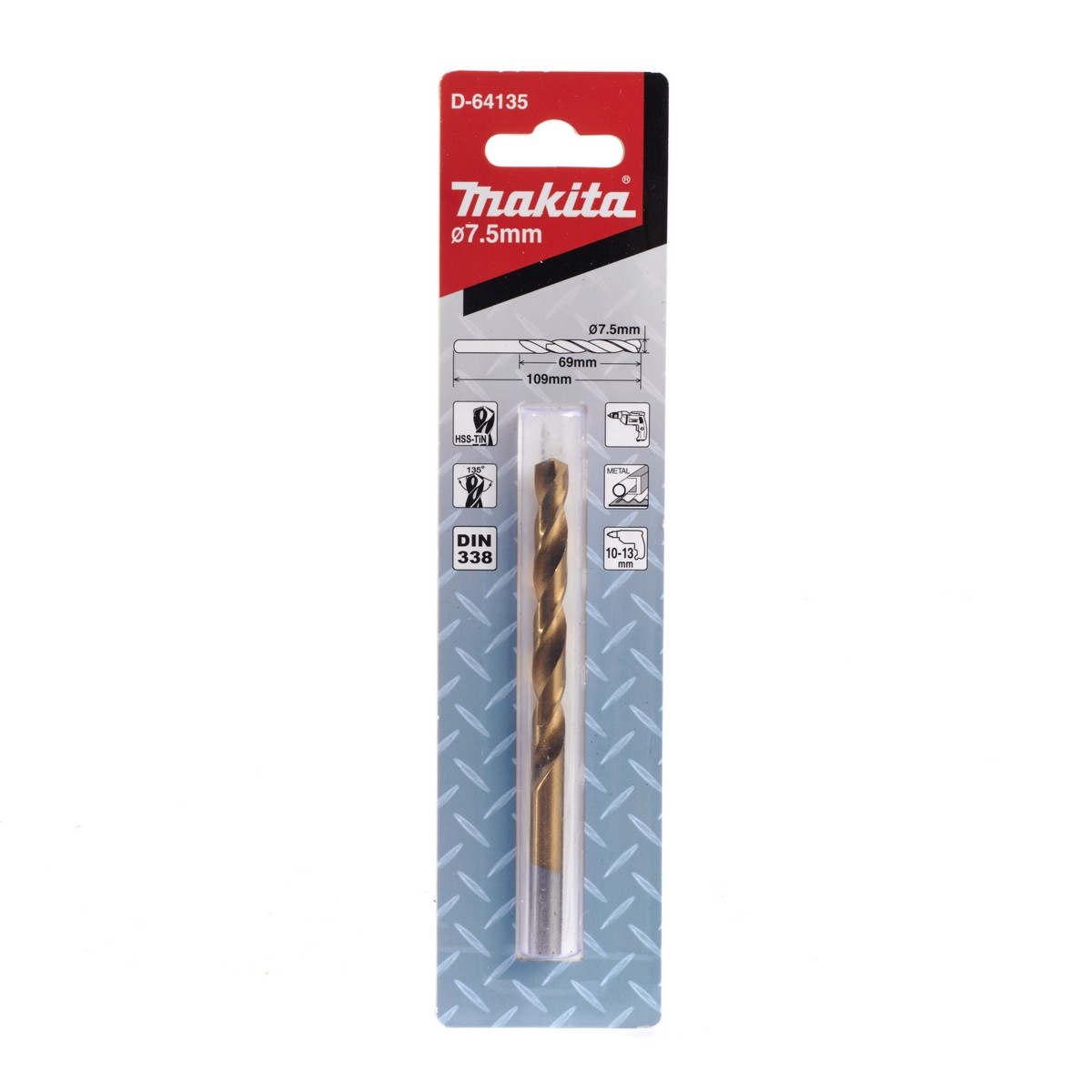 ดอกสว่าน HSS-TIN สีทอง 7.5X109MM MAKITA รุ่น D-64135 ราคา ฿35.02