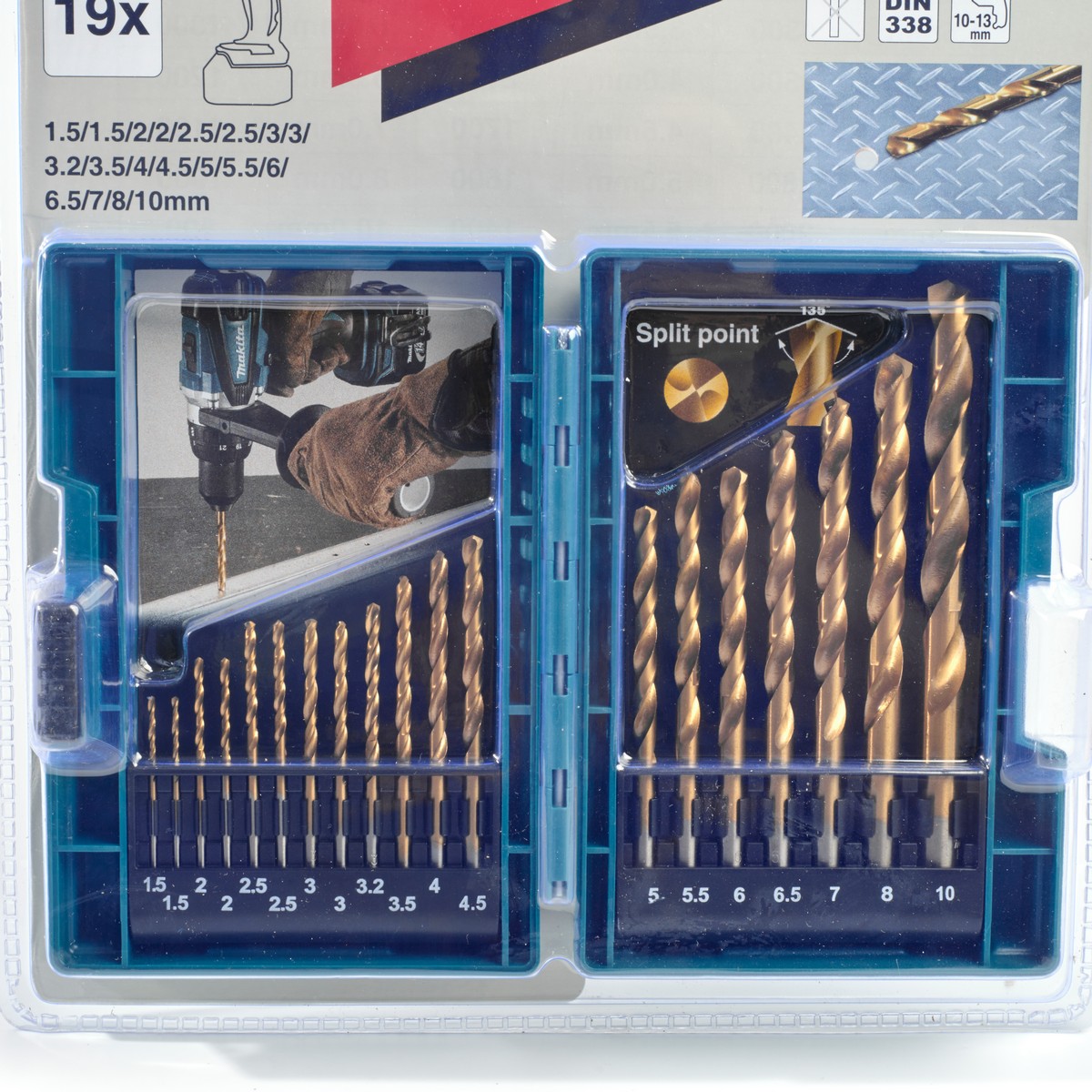 ชุดดอก HSS-TIN สีทอง(มิล) 19 ดอก MAKPAC MAKITA รุ่น D-67527 รูปที่ 2