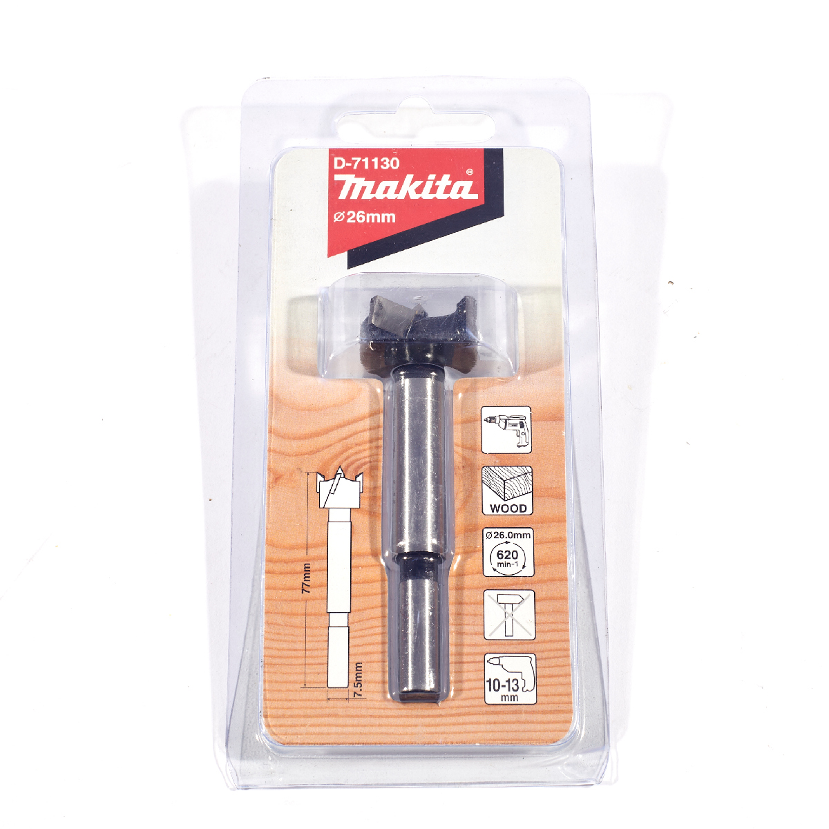 ดอกเจาะบานพับถ้วย 26 X 77 MM MAKITA รุ่น D-71130 รูปที่ 4