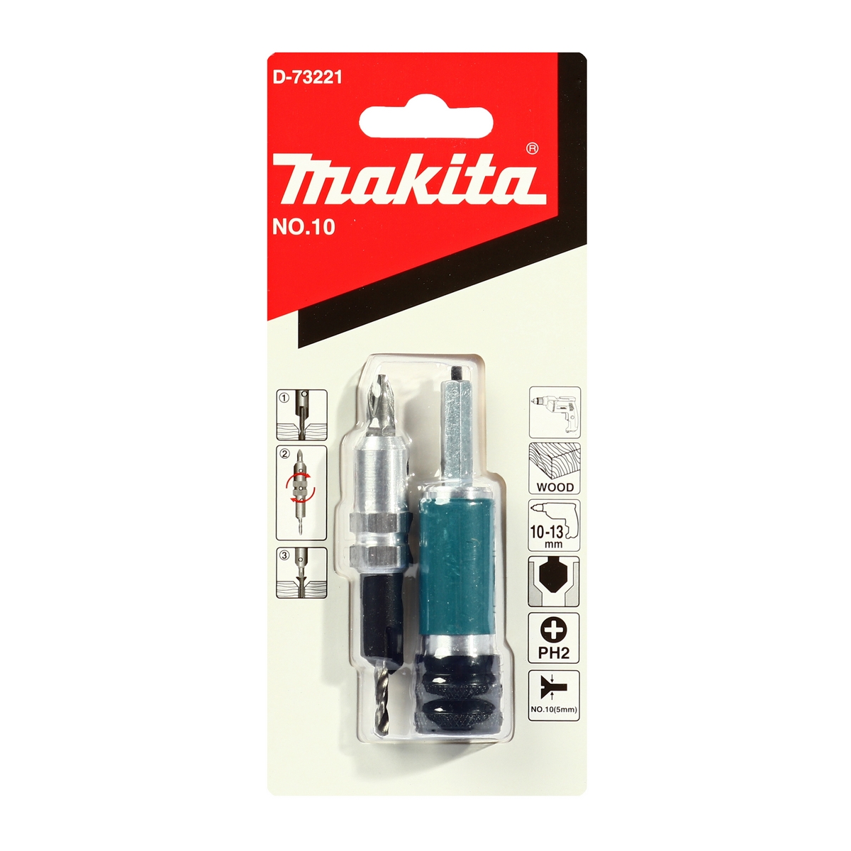 ดอกไขควง+COUNTERSI (2IN1) 10 MM MAKITA รุ่น D-73221 ราคา ฿256.47