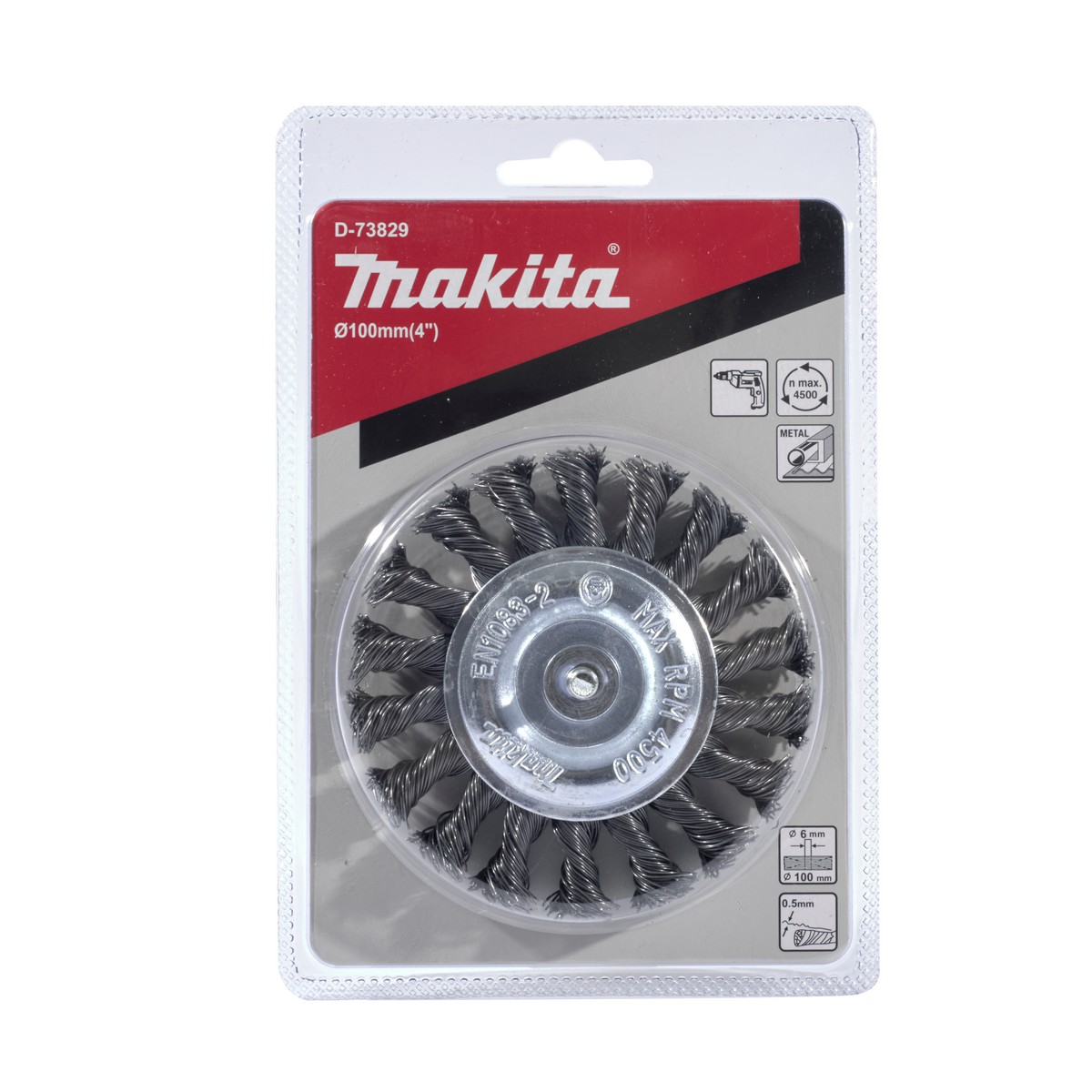 ล้อแปรงลวด-เกลียว-มีแกน 100 MM MAKITA รุ่น D-73829 รูปที่ 2