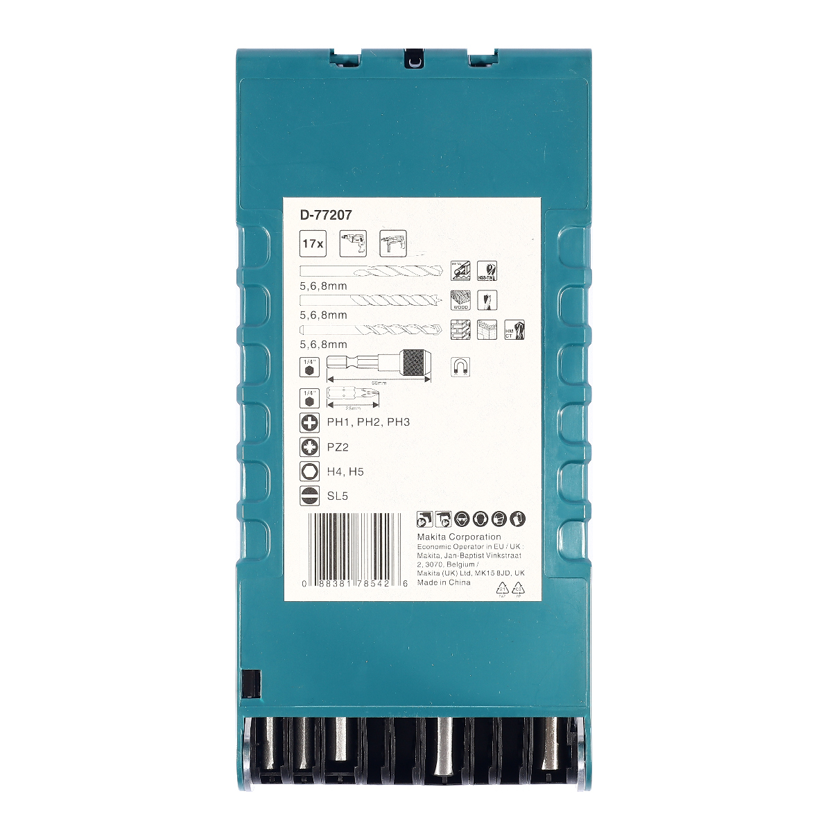 ชุดดอกเจาะเหล็ก+ปูน+ไม้+ดอกไขควง(17 PCS) MAKITA รุ่น D-77207 รูปที่ 4