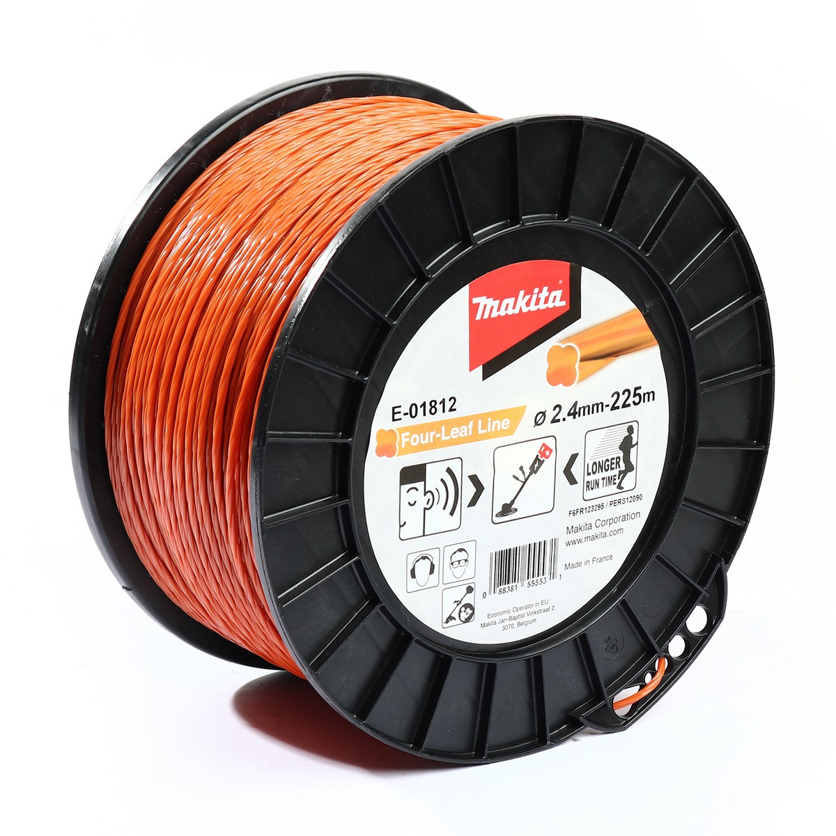 สายเอ็นตัดหญ้า 4 แฉก สีส้ม 2.4MMX225M MAKITA รุ่น E-01812 ราคา ฿1,626.37