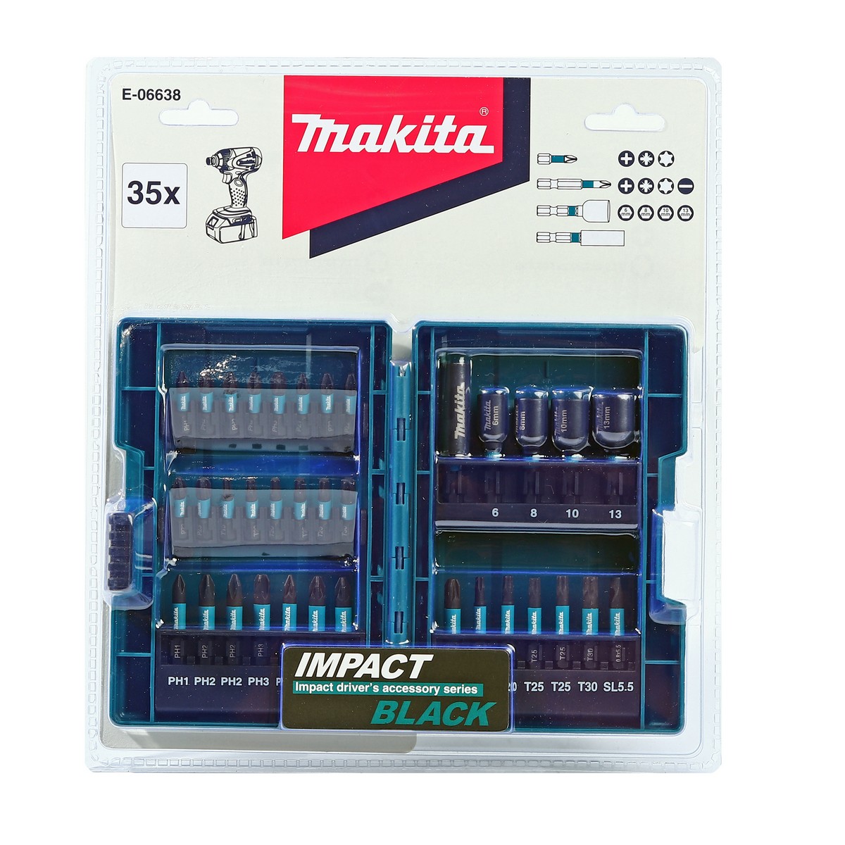 ชุดดอกไขควง 35 PCS + BOX (BLACK) MAKITA รุ่น E-06638 ราคา ฿1,153.6