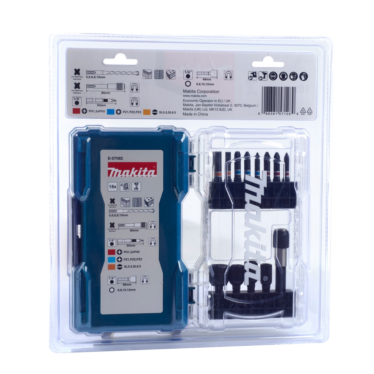 ชุดดอกเจาะ SDS +ดอกไขควง(18 PCS)กล่องใส MAKITA รุ่น E-07082 รูปที่ 5