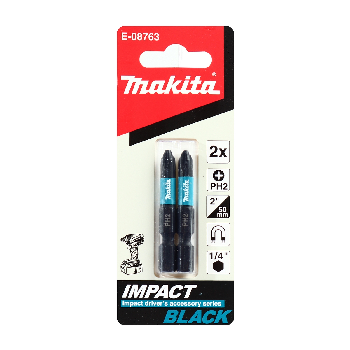 ดอกไขควง PH2X50 BLACK (2PCS/PAC) MAKITA รุ่น E-08763 ราคา ฿74.16