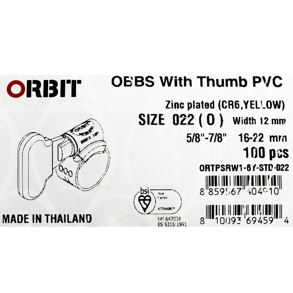 เข็มขัดรัดท่อหางปลา ORBIT รุ่น OBW1-O-TH ขนาด 16-22 มม. รูปที่ 5