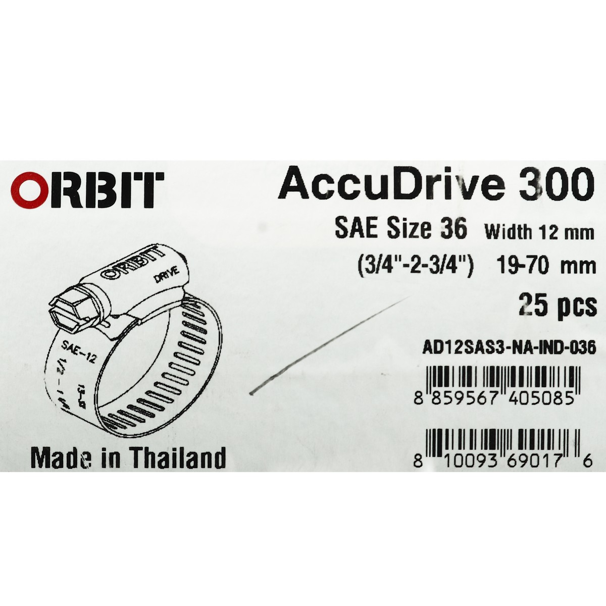 เข็มขัดรัดท่อเจาะทะลุ ORBIT รุ่น ACCUDRIVE-36 ขนาด 19-70 มม. รูปที่ 4