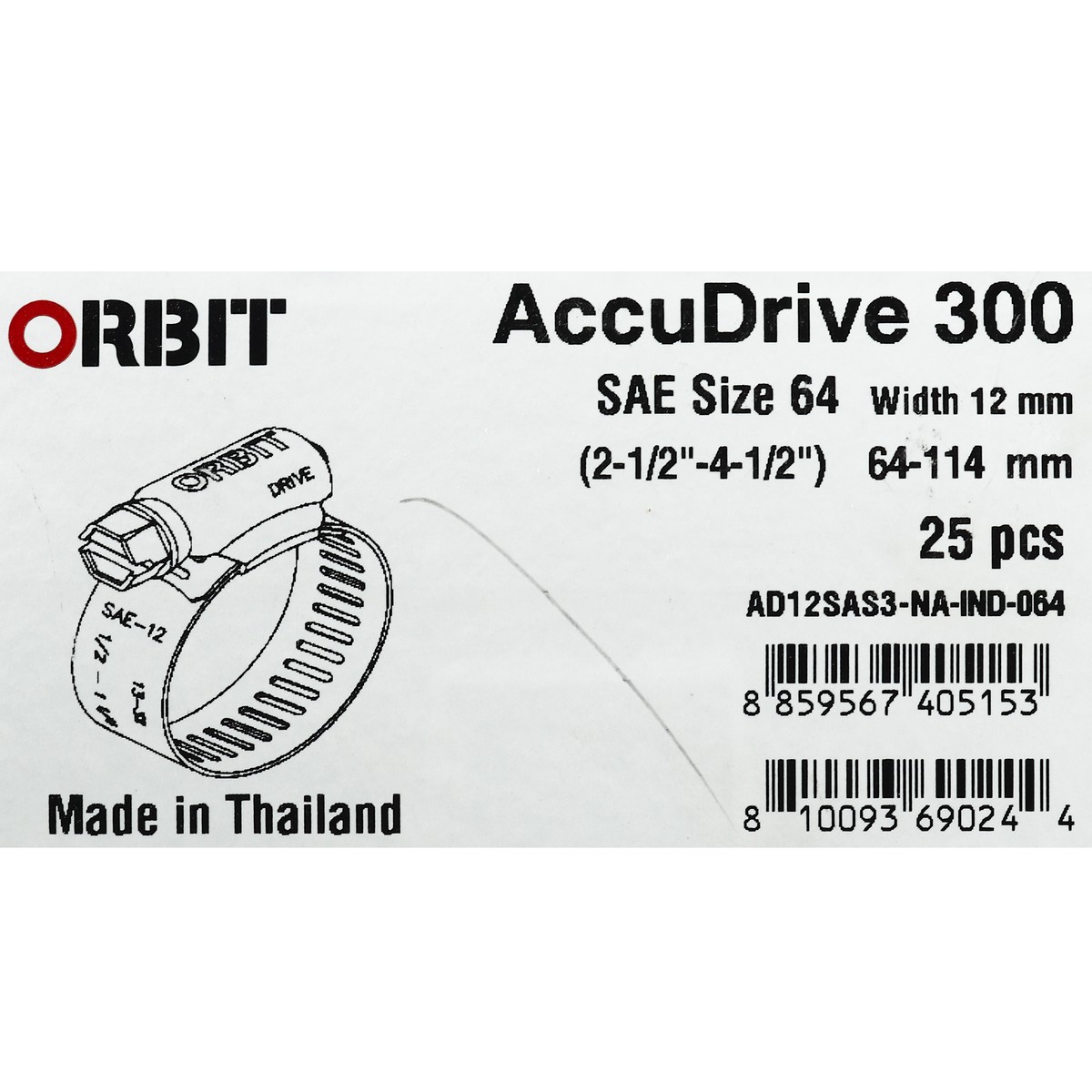 เข็มขัดรัดท่อเจาะทะลุ ORBIT รุ่น ACCUDRIVE-64 ขนาด 64-114 มม. รูปที่ 4