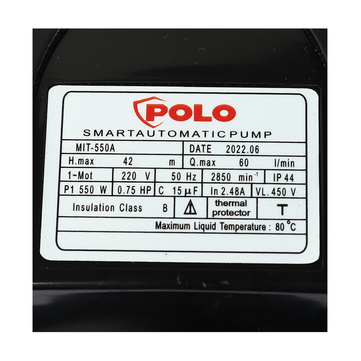 ปั๊มน้ำอัตโนมัติ 550W+ฝาครอบ POLO รุ่น MIT-550A รูปที่ 5