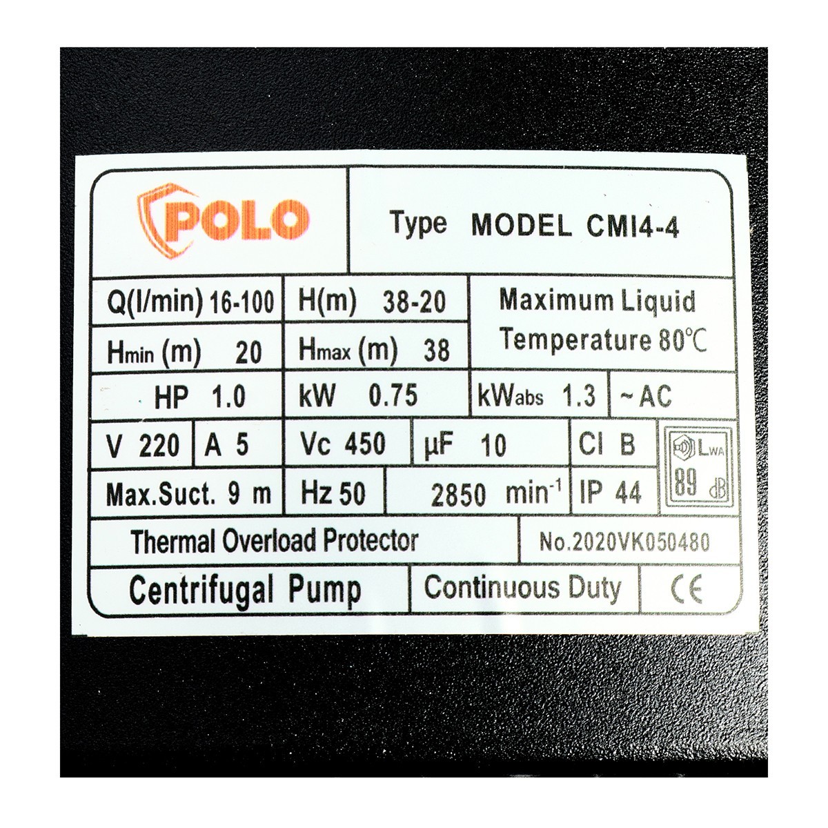 ปั๊มสแตนเลสหลายใบพัด 1 HP POLO รุ่น CMI4-4 รูปที่ 4