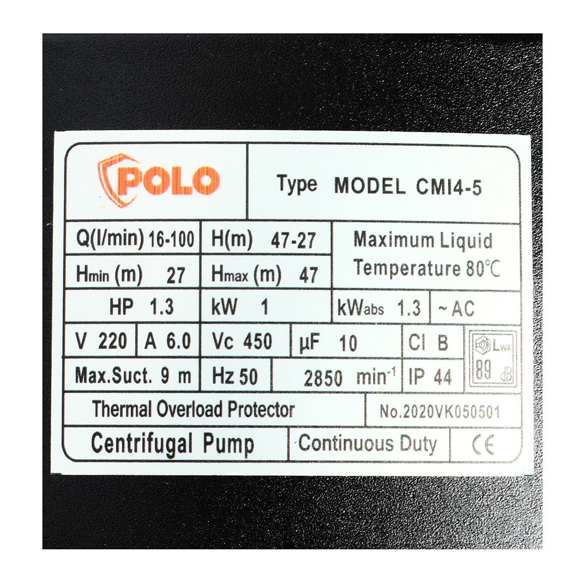 ปั๊มสแตนเลสหลายใบพัด 1.3 HP POLO รุ่น CMI4-5 รูปที่ 4