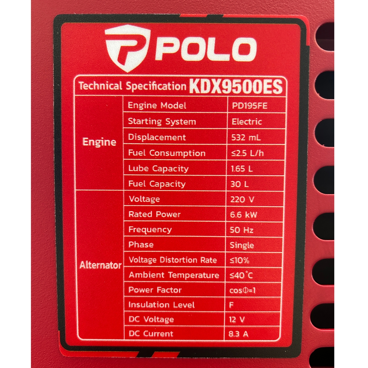 เครื่องปั่นไฟดีเซล 7.5 KW POLO รุ่น KDX9500ES รูปที่ 5