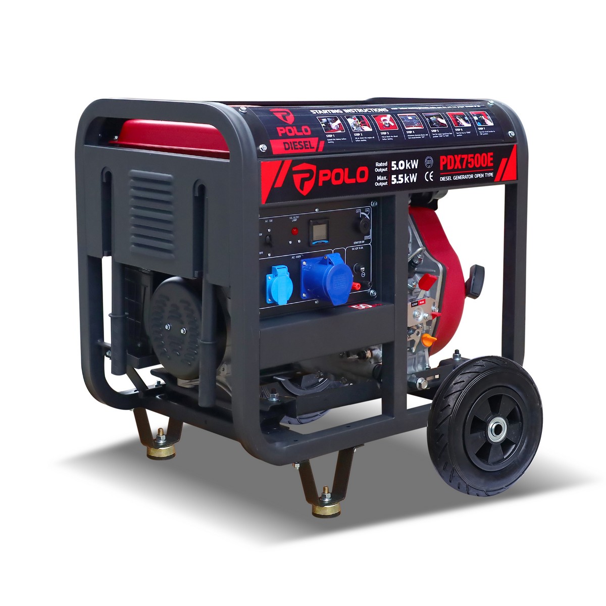 เครื่องปั่นไฟดีเซล 5.5 KW POLO รุ่น PDX7500E ราคา ฿27,300