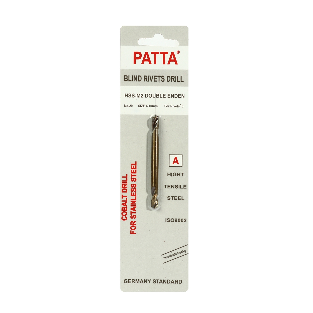 ดอกเจาะรีเวท 4.10 มม เบอร์ 20 PATTA ราคา ฿18.19