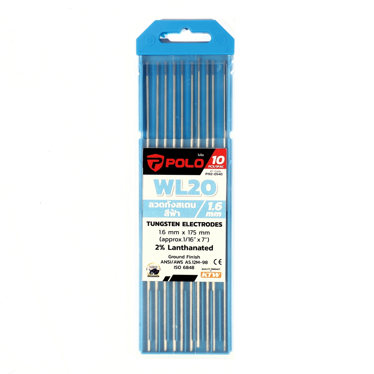 ลวดทังสเตนสีฟ้า (WL20) 1.6MM(10PCS/1PAC) POLO รุ่น 0540 ราคา ฿948