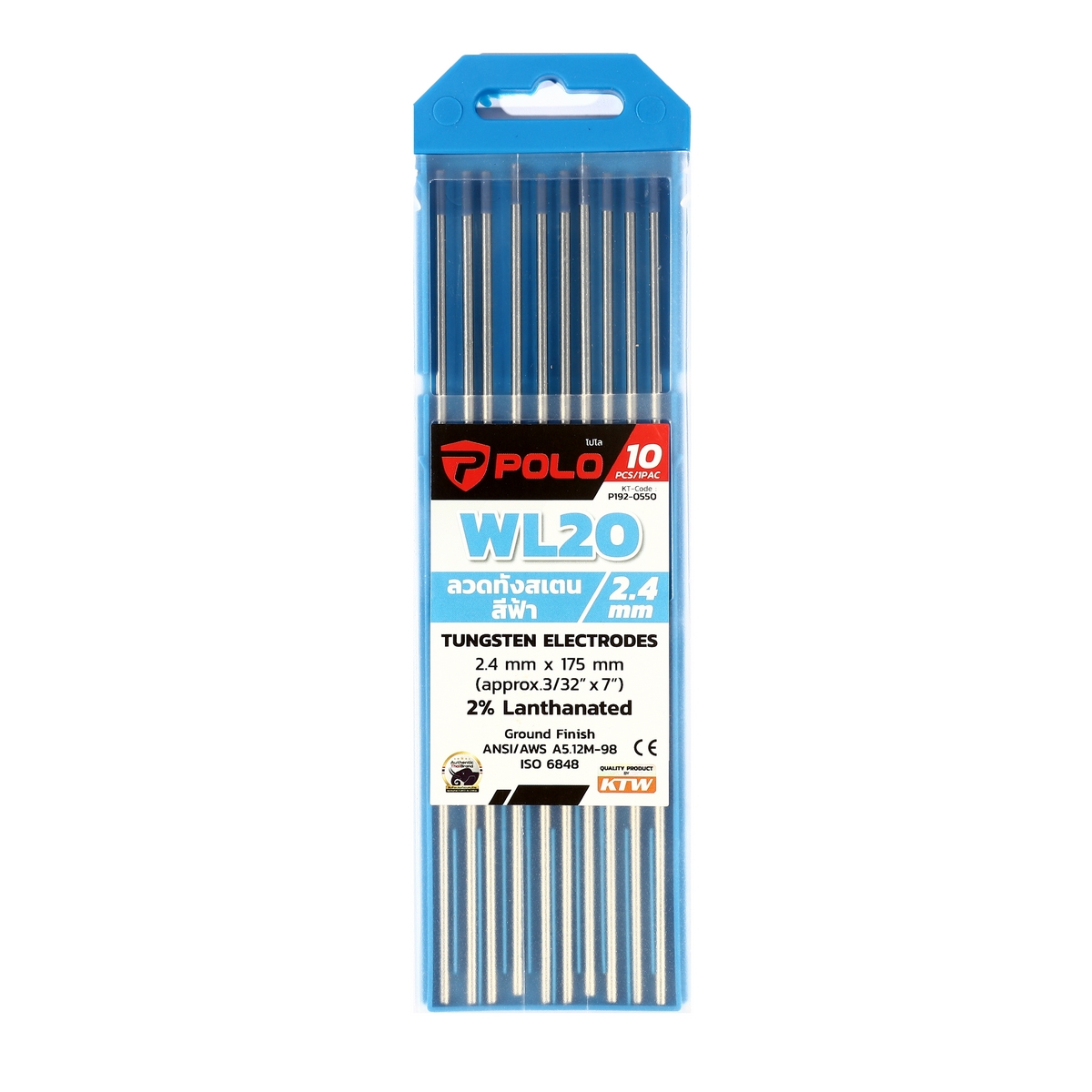 ลวดทังสเตนสีฟ้า (WL20) 2.4MM(10PCS/1PAC) POLO รุ่น 0550 ราคา ฿2,148