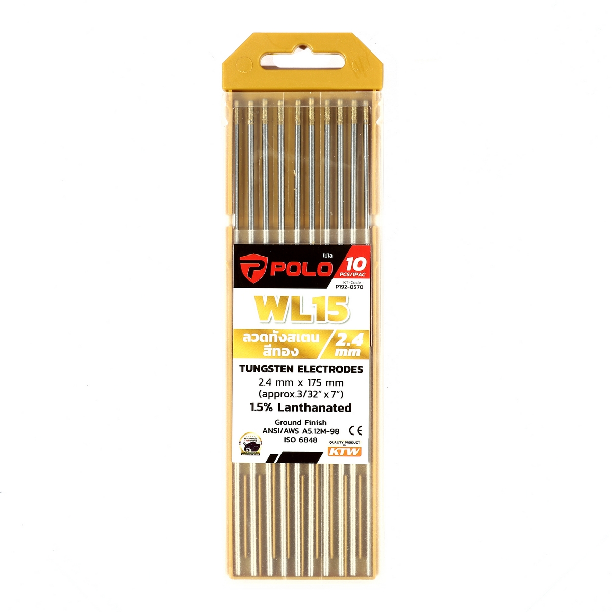 ลวดทังสเตนสีทอง (WL15) 2.4MM(10PCS/1PAC) POLO รุ่น 0570 ราคา ฿2,148