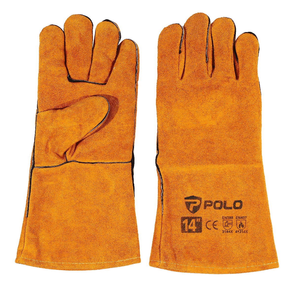 ถุงมือหนังงานเชื่อม 14" สีส้ม POLO รุ่น 0610 รูปที่ 2
