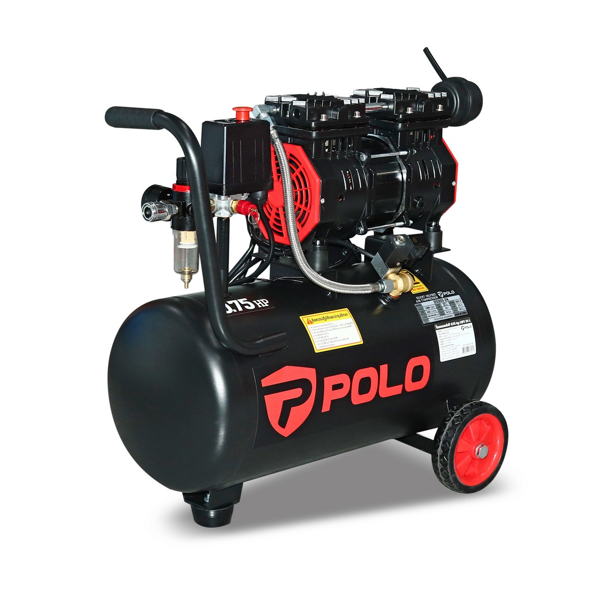 ปั๊มลมออยล์ฟรี 0.75HP(4P) 24L POLO รุ่น D5501-24 ราคา ฿3,408