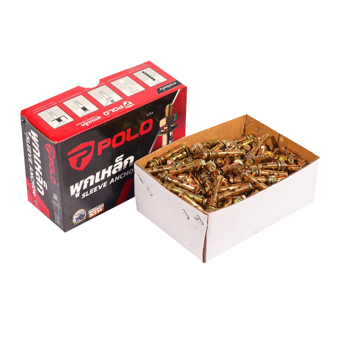 POLO 钢制膨胀螺栓 PL1/4*50 1/4" (200 PCS/BOX) 型号 0010 价格 ฿240