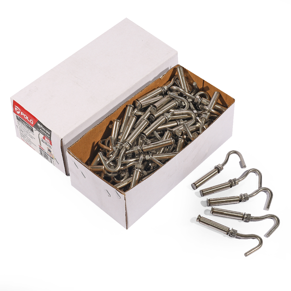 พุกตะขอสแตนเลส M6 (100PCS/BOX) POLO รุ่น 0060 ราคา ฿1,410