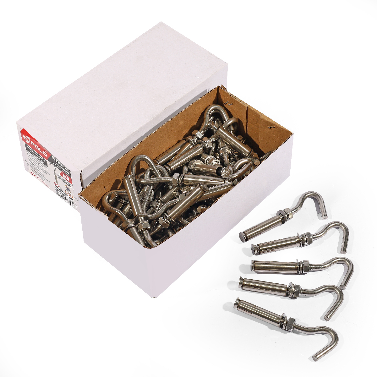 พุกตะขอสแตนเลส M8 (50PCS/BOX) POLO รุ่น 0065 ราคา ฿948