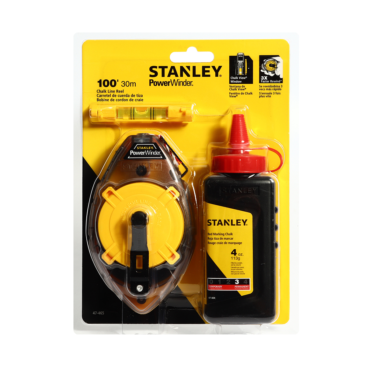 บักเต้า+ลูกน้ำ+ชอล์ก 30 ม.สีแดง STANLEY รุ่น 47-465 ราคา ฿198