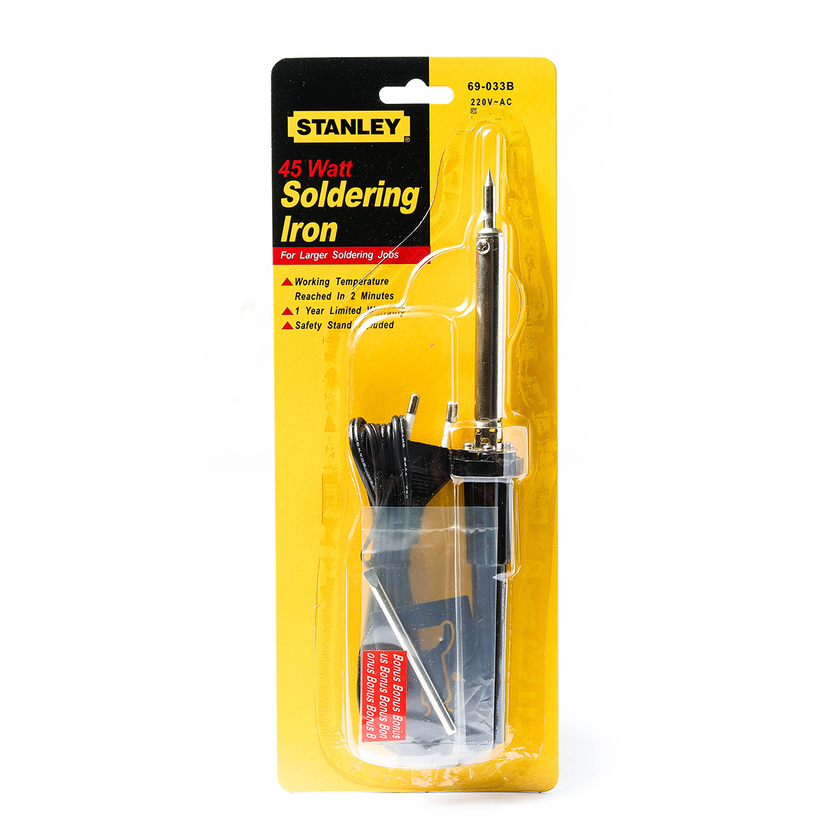 หัวแร้งบัดกรี ด้ามปากกา 45W/220V STANLEY รุ่น 69-033B ราคา ฿300