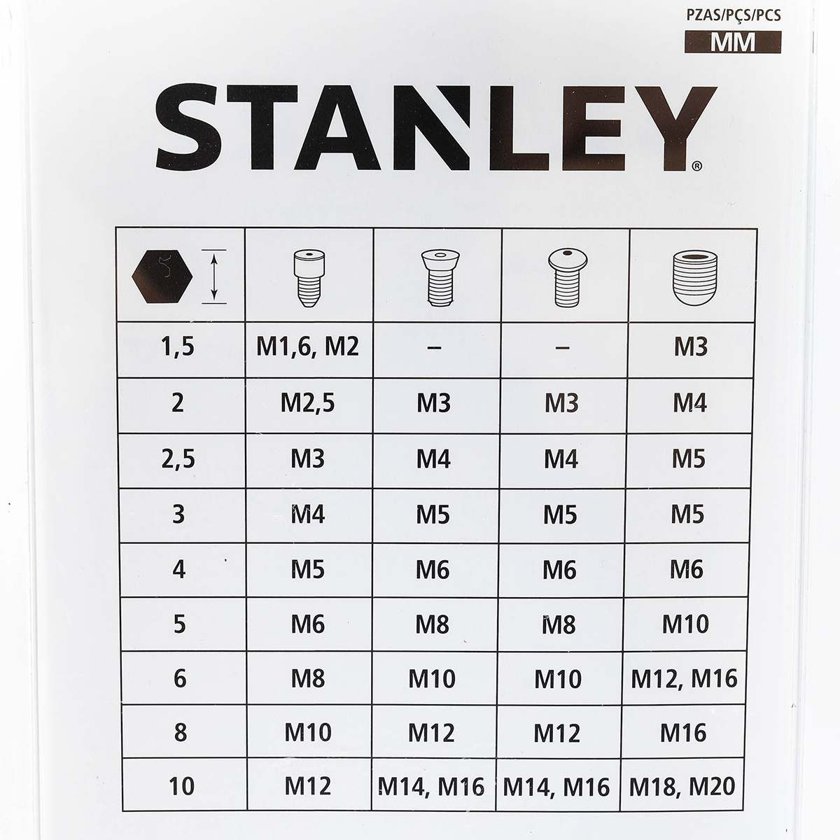ชุดประแจ 6 เหลี่ยม+บอล 9 ชิ้น 1.5-10 มม STANLEY รุ่น 69-256 รูปที่ 3