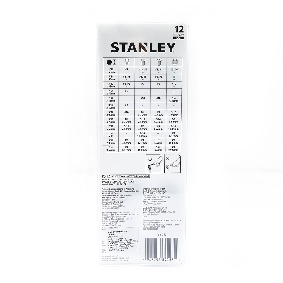 ชุดประแจ 6 เหลี่ยมบอล 12 ชิ้น 1/16-3/8" STANLEY รุ่น 69-257 รูปที่ 2