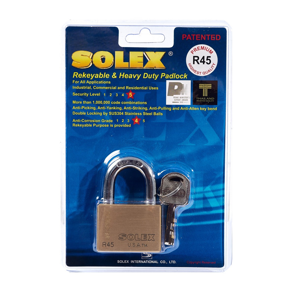 กุญแจแบบตั้งกุญแจใหม่ได้ R45 PREMIUM SOLEX ราคา ฿374.4
