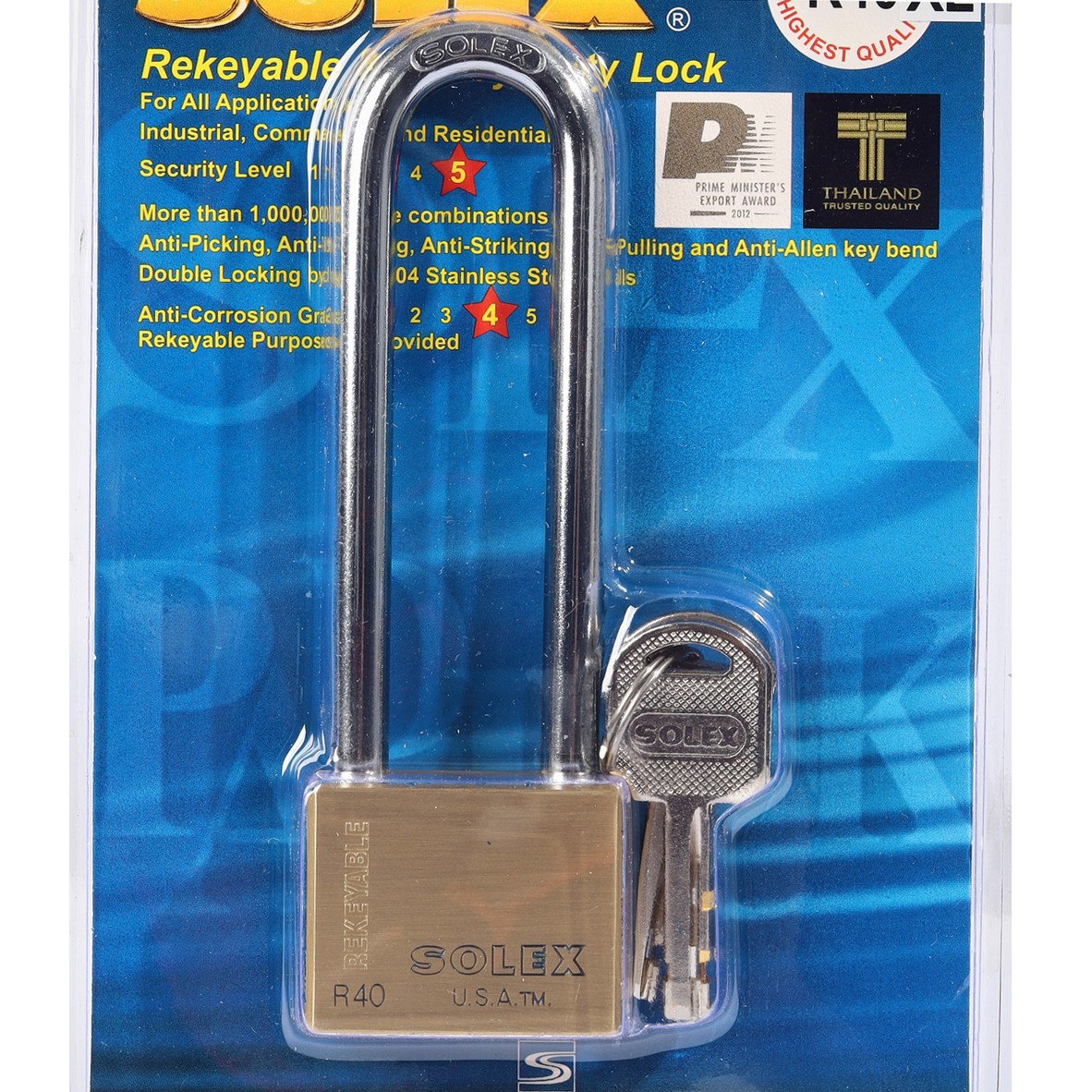 กุญแจคล้องทองเหลือง R40 XL PREMIUM SOLEX รูปที่ 2