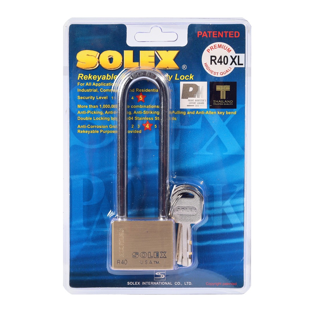 กุญแจคล้องทองเหลือง R40 XL PREMIUM SOLEX ราคา ฿355.2