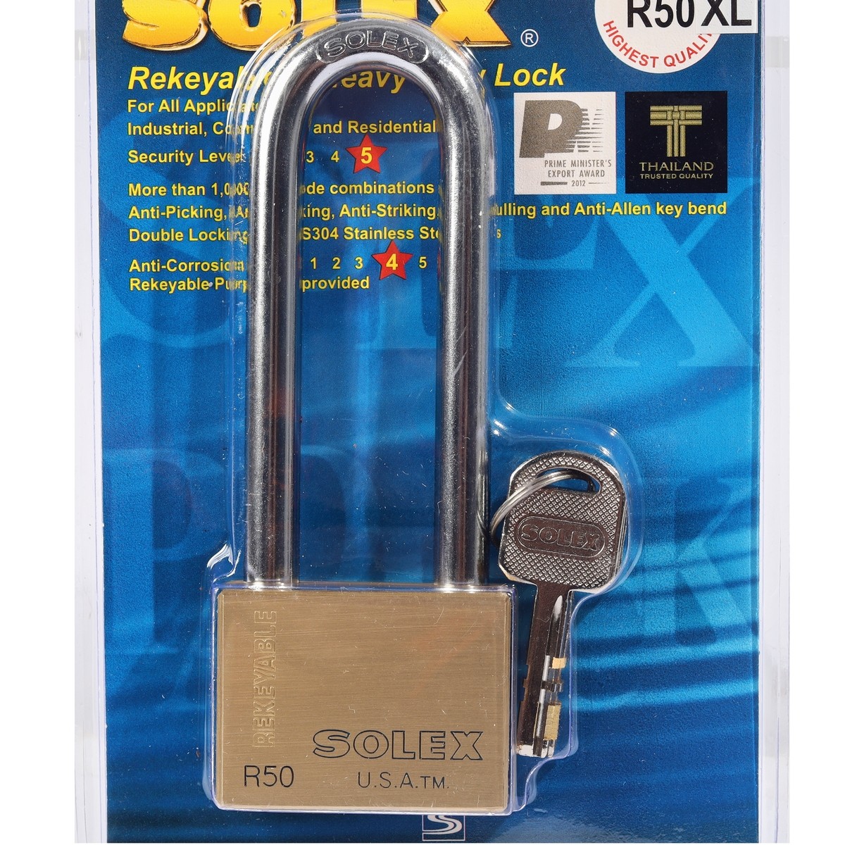 กุญแจคล้องทองเหลือง R50 XL PREMIUM SOLEX รูปที่ 2