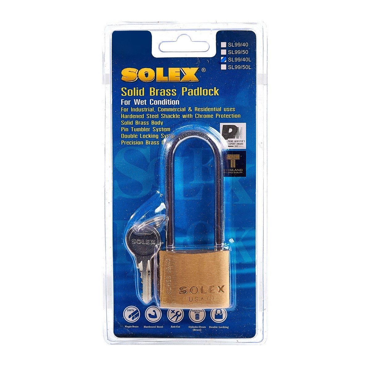 กุญแจคล้อง SL99 คอยาว L40 MM SOLEX ราคา ฿196.8