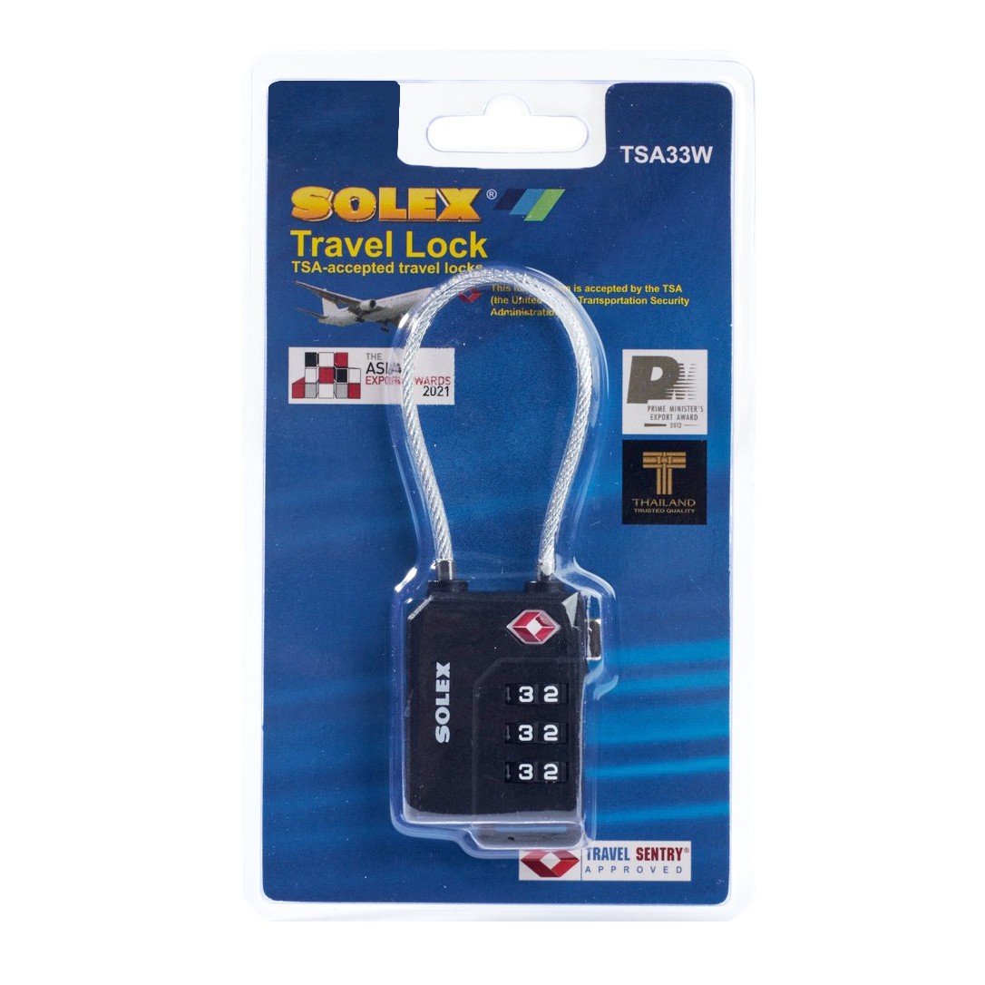 กุญแจรหัส TSA TSA33W #สีดำ SOLEX ราคา ฿129.6