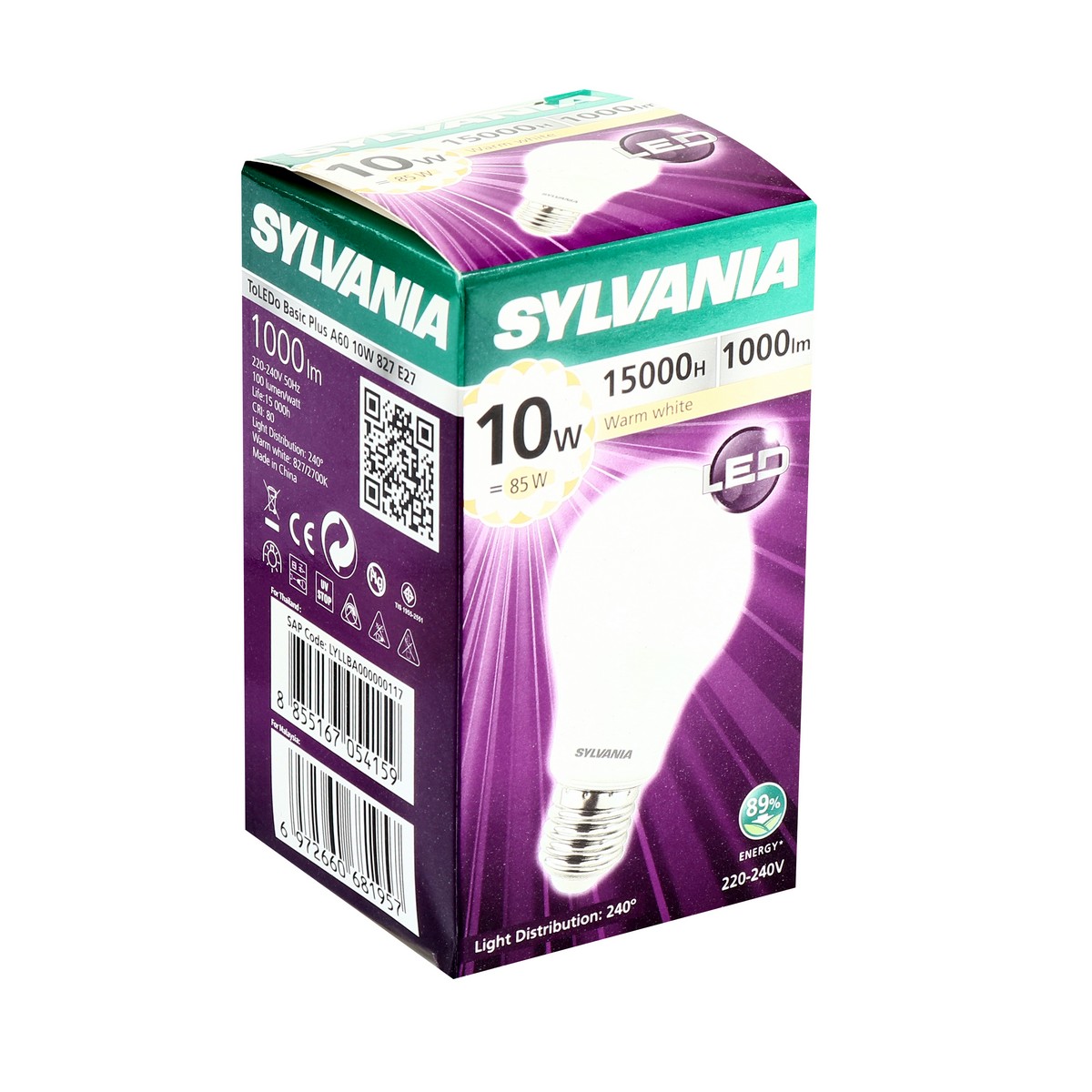 หลอดไฟLED BASIC+ A60-E27 10Wแสงวอร์มไวท์ SYLVANIA รูปที่ 3