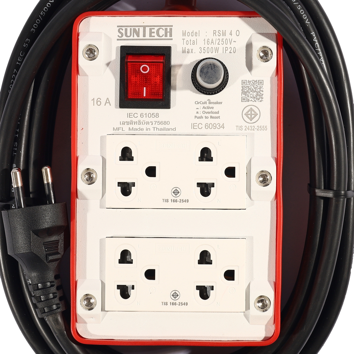 ปลั๊กสนามเต้ารับ4ช่อง VCT3X1.5 5ม. SUNTECH รุ่น RSM4 รูปที่ 3