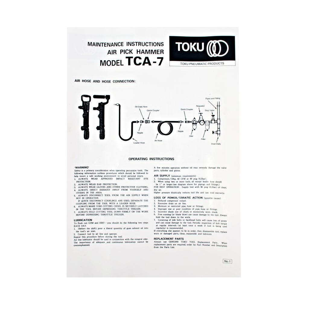 เครื่องสกัดลม TCA-7 + ดอกสกัดแหลม 18" TOKU รูปที่ 4