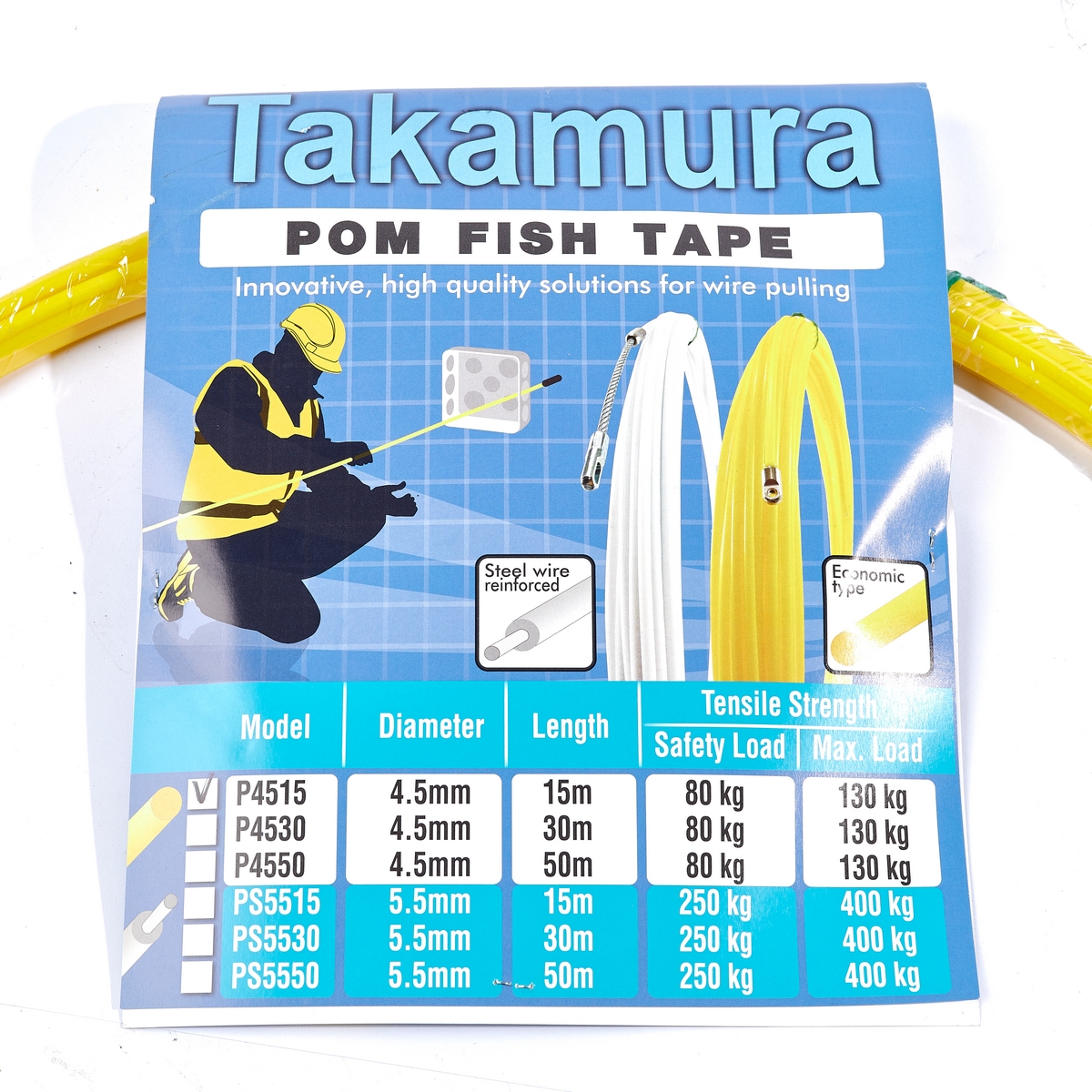 ฟิชเทปเปลือยสีเหลืองยาว15MPOM4.5MM TAKAMURA รุ่น P4515 รูปที่ 3