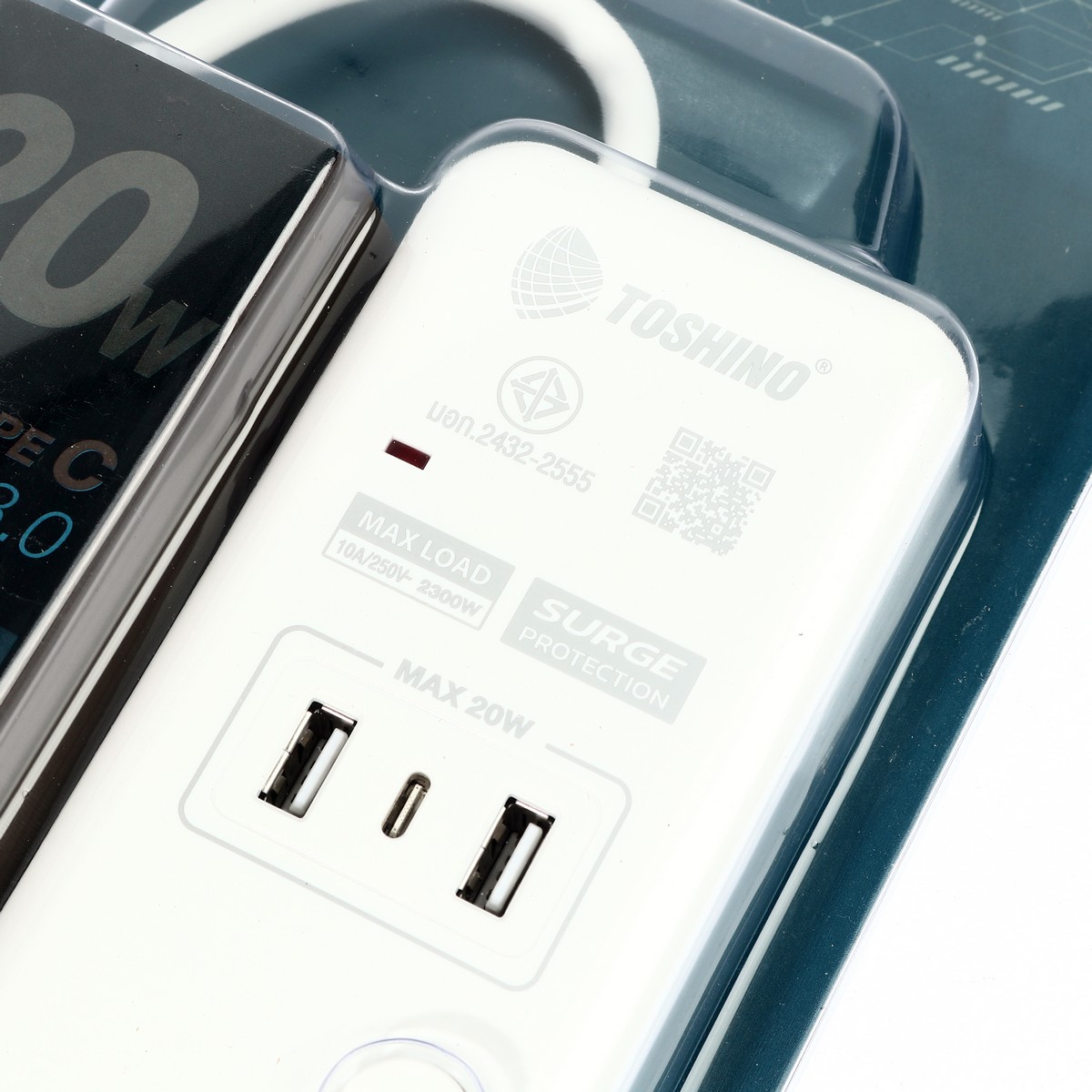ปลั๊กรางไฟ 4ช่อง 2USB 1 TYPE C 3ม. TOSHINO รุ่น WY-43 รูปที่ 3