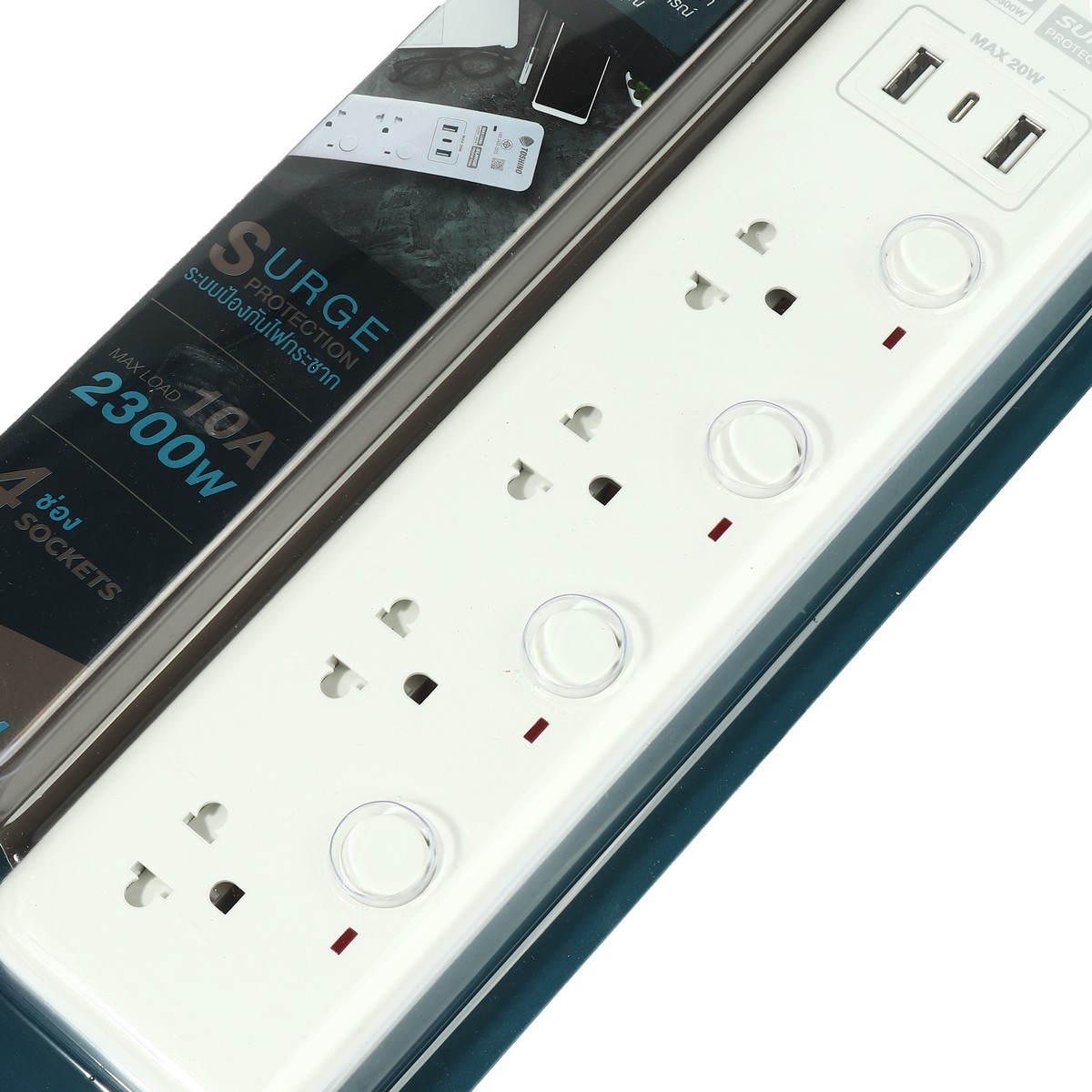 ปลั๊กรางไฟ 4ช่อง 2USB 1 TYPE C 3ม. TOSHINO รุ่น WY-43 รูปที่ 2