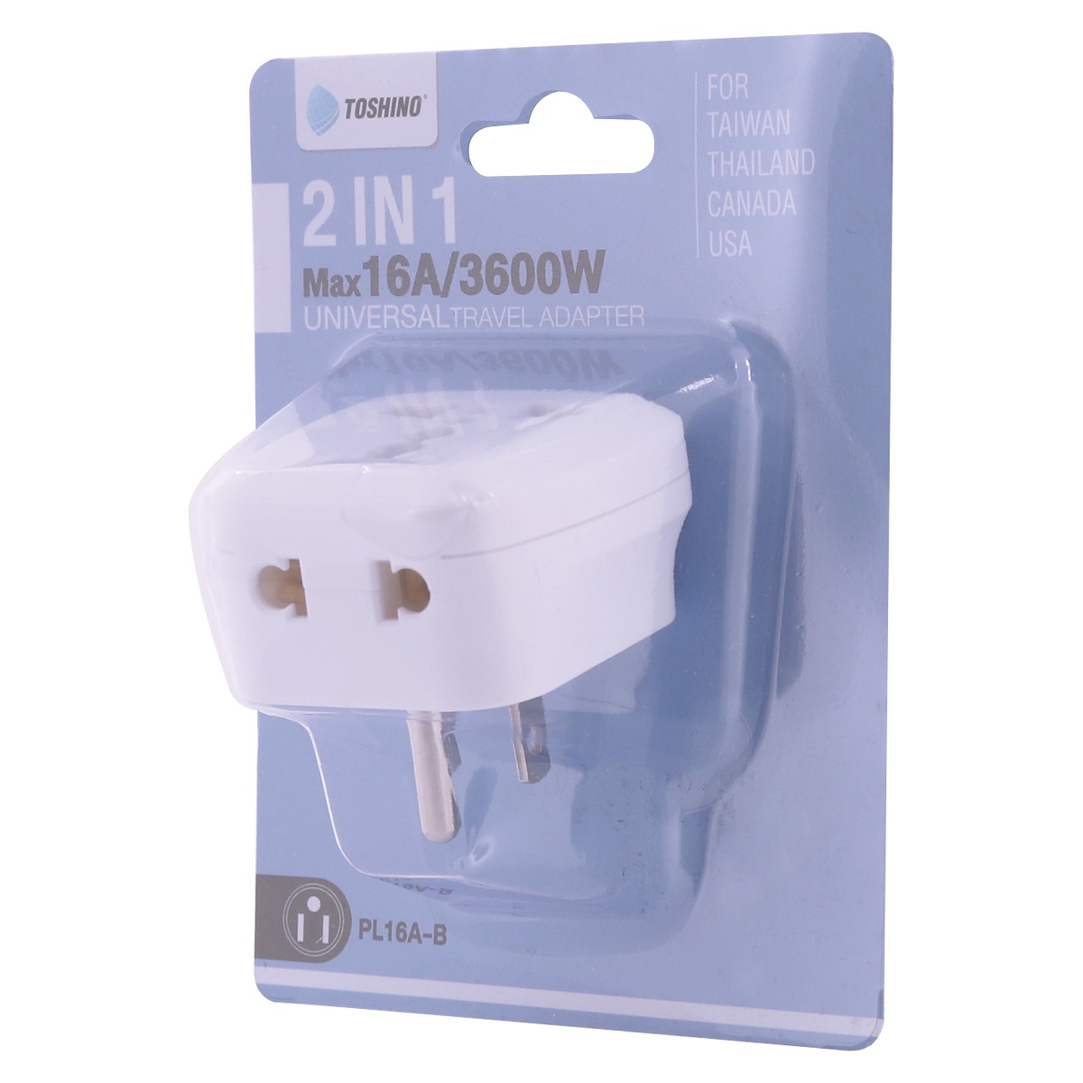 ปลั๊กแปลง2IN1 ขาแบน 3P 3500W 16A TOSHINO รุ่น PL16A-B ราคา ฿70.8