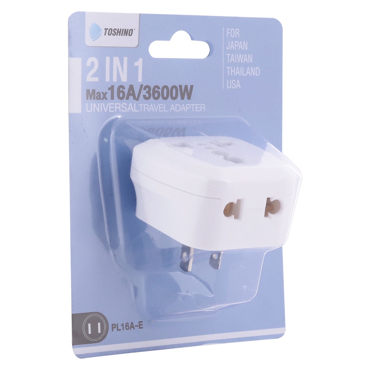ปลั๊กแปลง 2IN1 ขาแบน 3500W 16A TOSHINO รุ่น PL16A-E รูปที่ 2