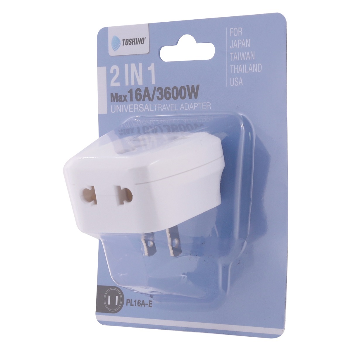ปลั๊กแปลง 2IN1 ขาแบน 3500W 16A TOSHINO รุ่น PL16A-E ราคา ฿67.2