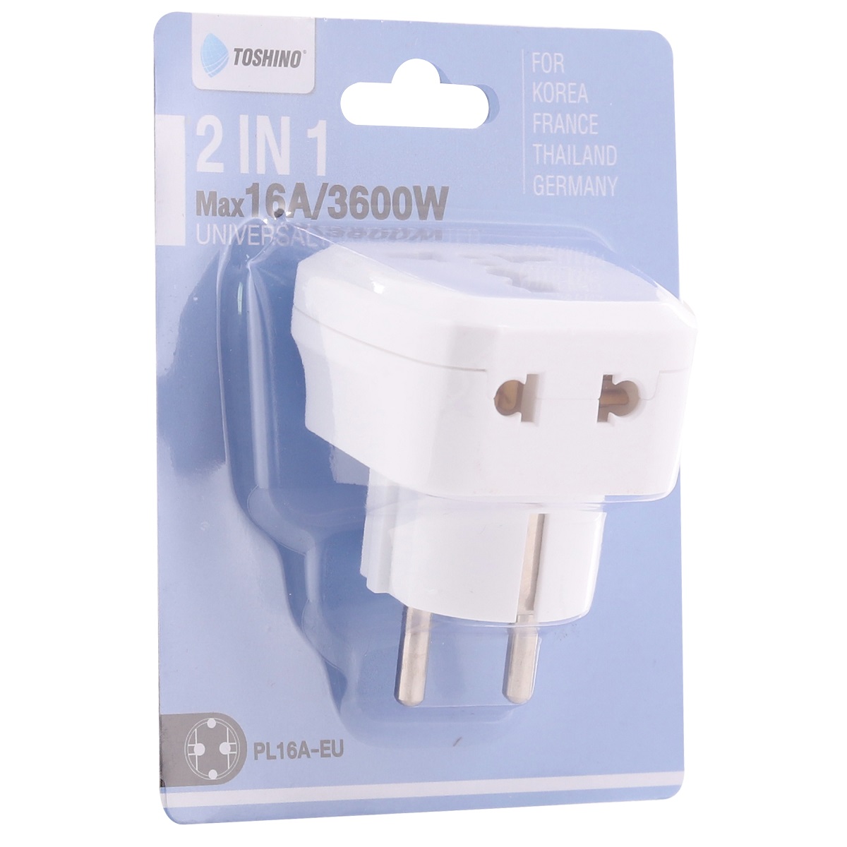 ปลั๊กแปลง 2 กลม EU 3600W 16A TOSHINO รุ่น PL16A-EU รูปที่ 2